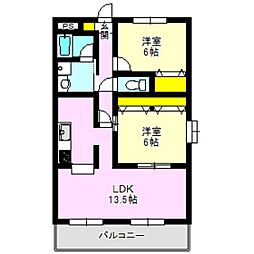 リジョンC 2LDKの間取図画像
