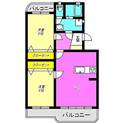 メゾン太陽 2LDKの間取図画像