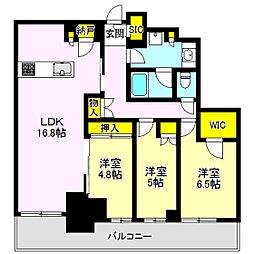 ブリリアタワー高崎アルファレジデンシア 3LDKの間取図画像