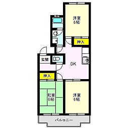 エーユーソフィア 3DKの間取図画像