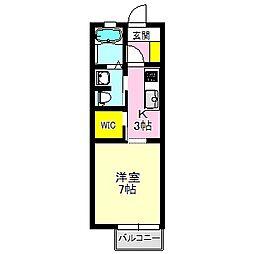 クリアレーブ2 1Kの間取図画像