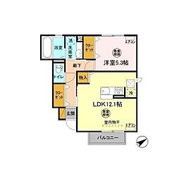 Lespoir(レスポワール） 1階1LDKの間取り