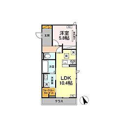 Ds LIEN (ディ-ズリアン)　E 1階1LDKの間取り