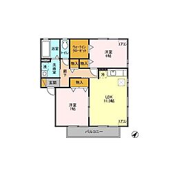 グランドゥールII(ABC) 1階2LDKの間取り