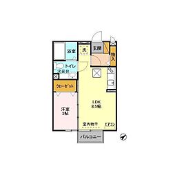 シャルマン　III 1階1LDKの間取り