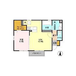 メゾン・ド・ベル 1階1LDKの間取り