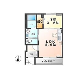 OLI OLI　B(オリオリB) 1階1LDKの間取り