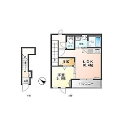 雫VII 2階1LDKの間取り