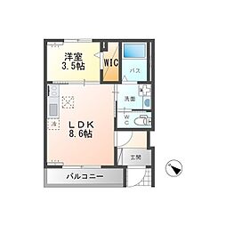 雫VII 1階1LDKの間取り