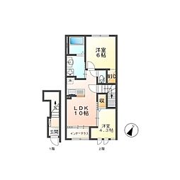 Familie A （ファミリエA） 2階2LDKの間取り