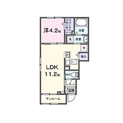 ヴィラ・おさん歩 1階1LDKの間取り