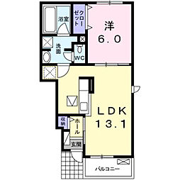 フィオーレＡ 1階1LDKの間取り
