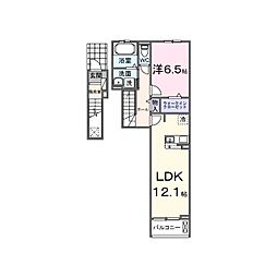 ソラリス 2階1LDKの間取り
