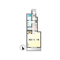 ハッピークローバーB棟 1階1Kの間取り