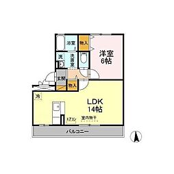 ラ　ルーナ　B 3階1LDKの間取り