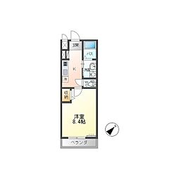 ペルティカ 2階1Kの間取り