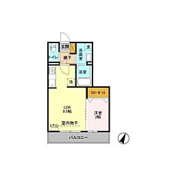 ゼピュロスみどりの　G棟 3階1LDKの間取り