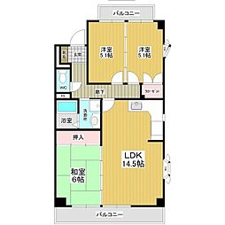 ニューライフ梅園第二 3LDKの間取図画像
