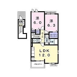 レオン2 2LDKの間取図画像
