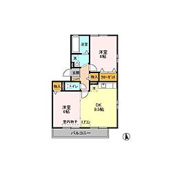 ラ・ルーナA 2DKの間取図画像