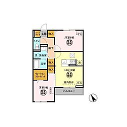 フルールA 2LDKの間取図画像