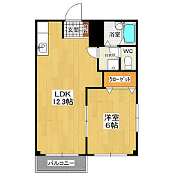 フローラル牛久1 1LDKの間取図画像