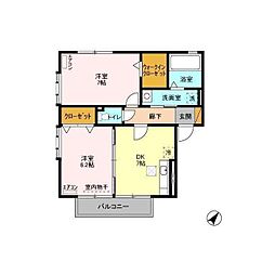 シャルマンB 2DKの間取図画像
