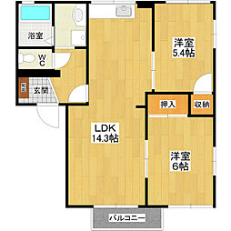 アーバンコートA 2LDKの間取図画像