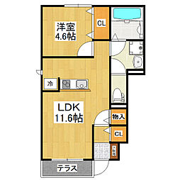 サンライズ東A 1LDKの間取図画像