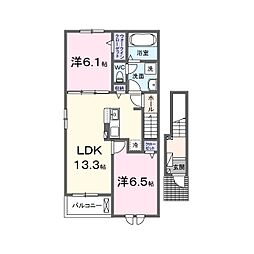 クレイドル4 2LDKの間取図画像