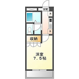 AUTHOR千草3 1Kの間取図画像