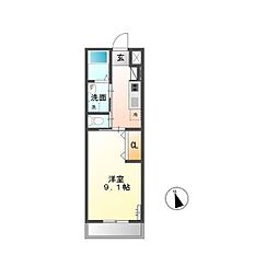 フランシーズ 2階1Kの間取り