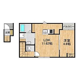 スールソレイユうずら野 1LDKの間取図画像