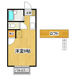 桂コーポ西根 ワンルームの間取図画像