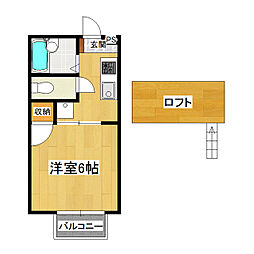 シャトルシティー1 1Kの間取図画像