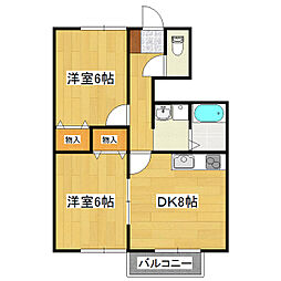エゼ・サントゥール 2DKの間取図画像