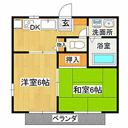 ハイム花みずき 2DKの間取図画像