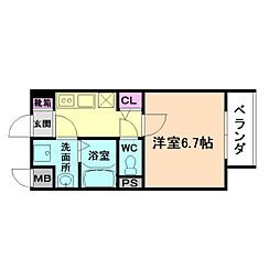 JR大阪環状線 西九条駅 徒歩3分の賃貸マンション 7階1Kの間取り