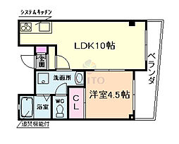 コーポ北川 1LDKの間取図画像