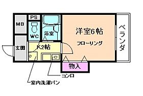 マンションスギヤマ 207 ｜ 大阪府池田市石橋2丁目（賃貸マンション1K・2階・22.00㎡） その2