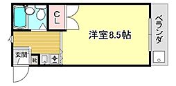 阪急箕面線 桜井駅 徒歩13分の賃貸マンション 3階1Kの間取り