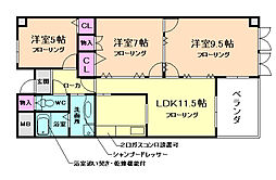 阪急宝塚本線 池田駅 徒歩5分の賃貸マンション 4階3LDKの間取り