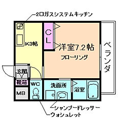 阪急宝塚本線 石橋阪大前駅 徒歩12分の賃貸アパート 3階1Kの間取り