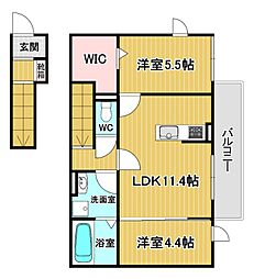 豊中市永楽荘2丁目アパート 2LDKの間取図画像