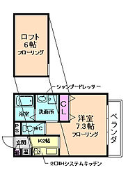 ウエストアップパークサイド 1Kの間取図画像