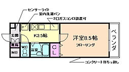 シェル・クレール 1Kの間取図画像