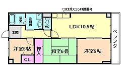 グリーンヒル池田 3LDKの間取図画像
