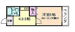 シャトー野間 1Kの間取図画像