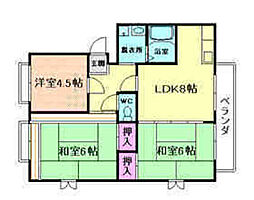 松葉コート 3LDKの間取図画像