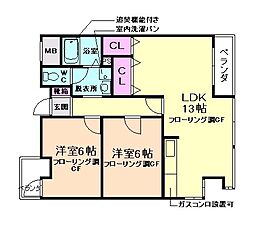 アパートメントビル多田 2LDKの間取図画像